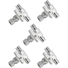 (Pack of 2) EFIELD 1/4-Turn Stop Tee Valve 1/2" Barb Crimp PEX x 1/2" Barb Crimp PEX x 3/8 Inch OD Compression Chrome in Kuwait