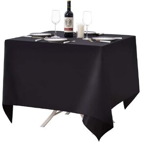 Surmente Black Tablecloth 90 x 156-inch Rectangular Polyester Table Cloth for Weddings, Banquets, or Restaurants