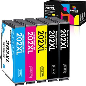 202XL Ink Cartridges Remanufactured Replacement for Epson 202 XL to use with Expression Home XP-5100 Workforce WF-2860 Printer (5-Pack, 2 Black Cyan Magenta Yellow)