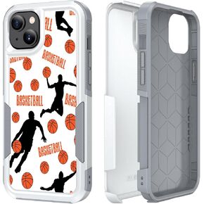 Case for iPhone 14, Baseball Sports Red Pattern Shock-Absorption Hard PC and Inner Silicone Hybrid Dual Layer Armor Defender Case for Apple iPhone 14