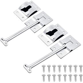Rubber Hood Latch Catch 2 Pack Elastic T-Handle Draw Latches with Brackets Stainless Steel Rubber Hood Catch T-Handle Hasp for Tool Box, Vehicle Engine, Hood