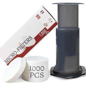 1000-Count Replacement Paper Filters - Round Disposable Coffee Filters Compatible with Aeropress Coffee Makers, Espresso Makers, Bialetti Moka Pot & Ice Drip Pot for Coffee & Tea