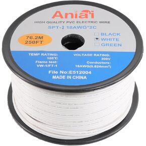 Low Voltage Landscape Wire,UL List 18/2 SPT-2 Electrical Wire,for Light and Lamp Extension Cable(500FT, Black)