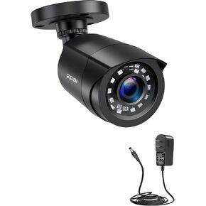 ZOSI 1080p HD 2MP Security Camera Outdoor Indoor (Hybrid 4-in-1 HD-CVI/TVI/AHD/960H Analog CVBS),80ft IR Night Vision, Weatherproof CCTV Bullet Camera with Power Supply