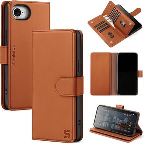 Compatible with iPhone 16e Wallet Case with Card Holder,Women Men RFID Blocking PU Leather Folio Flip TPU Protective Cover Credit Card Slots,Phone Case for Apple 16e 2025,Light Brown