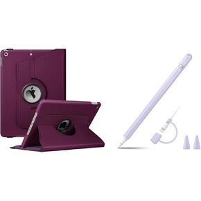 Fintie 360 Degree Rotating Case for iPad 9th Gen (2021) / 8th Gen (2020) / 7th Gen (2019) 10.2 Inch Bundle with Silicone Sleeve Compatible with Apple Pencil 1st Generation