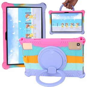 Ytaland Universal case for Sgin Tablet/Byybuo Tablet/ZZB Tablet/Feonal Tablet/Baken Tablet/Lville Tablet/Juninke Tablet 10 Inch, [360°Kickstand] Soft Silicone Case Protective Cover (Colorful Pink)