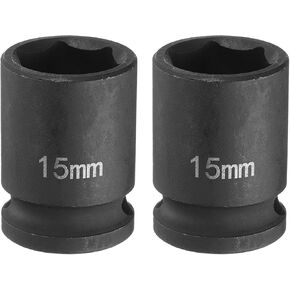 HARFINGTON 2pcs Deep Impact Socket 3/8" Square Drive by 22mm Metric 6 Point Socket 30mm (1.18") Long CR-MO Steel Industrial Grade Flip Socket for Home Auto Hex Nuts Bolts Repair, Black