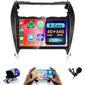 2G+64G Car Radio Stereo for Toyota Camry 2012 2013 2014, Rimoody Carplay Android 13 10.1 inch Touch Screen GPS Navigation WiFi EQ Bluetooth FM Radio Mirror Link + AHD Backup Camera