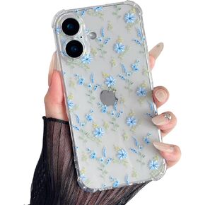 ZTOFERA for iPhone 16 Phone Case Clear, Cute Flower Pattern for Women Girls Phone Cover 4 Corners Thickened Slim TPU Bumper Anti-Drop Protective Case for iPhone 16, Pink Flower