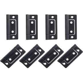 uxcell 8Pcs 2x1 Inch Door Hinges Non-Mortise No Noise Bifold Door Hinges Plating for Cabinet Furniture Window Wardrobe, Black