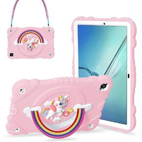 XZC Case for Samsung Galaxy Tab A8 10.5 بوصة (SM-X205N/X200N/X207) 2021/2022 يونيكورن غطاء وقائي مقاوم للصدمات مع حزام كتف قابل للتعديل (وردي) in Kuwait