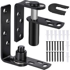 Cafe Door Hinges 2 Sets Black– Swinging Door Hinge Self - Return/Adjustable Angle, 304 Stainless Steel Saloon Door Hinges 50Lbs Load Bearing Bar Door Hinges, Swinging Door Hardware for Swinging Door