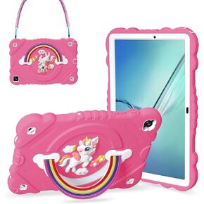 XZC Case for Samsung Galaxy Tab A8 10.5 inch (SM-X205N/X200N/X207) 2021/2022 Unicorn Heavy Duty Shockproof Protective Cover with Adjustable Shoulder Strap (Pink)