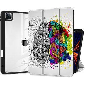 Batianda Case for 13-inch iPad Pro 2024 Case M4 Chip Model A2925 [Built-in Pencil Holder] Shockproof Cover with Clear Transparent Back Shell Soft TPU Bumper,Auto Sleep/Wake, Brain