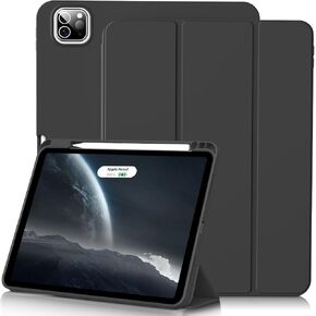 Case for iPad Pro 12.9 Inch Case 6th/5th/4th/3rd Generation with Pencil Holder, Smart Stand Cover with Soft TPU Back for iPad 12.9 Pro Case (2022/2021/2020/2018), Auto Sleep/Wake, Light Pink