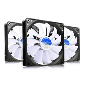 AAB Cooling Super Silent Fan 14 - Silent and Efficient 140mm Fan with 4 Anti-Vibration Pads, 140mm Case Fan, 140mm Fan White, Cooling Fan, 12V - Value Pack 3 Pieces