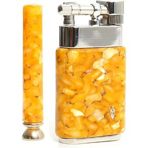 Savinelli Miele Care Set - Small Travel Tamper & Soft Flame Mechanical Pipe Lighter, Honeycomb Pattern Finish