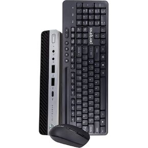 HP EliteDesk 800G3 Micro Desktop Computer PC, Intel Quad Core i5, 16GB RAM, 512 GB SSD, Windows 10 Pro, Periphio Wireless Keyboard & Mouse, WiFi (Renewed)