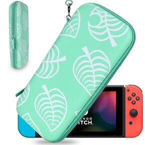 YOUSHARES Carrying Case for Nintend Switch - Bright Protective Storage Case Pouch for Nintend Switch Console & Accessories with 10 Game Cartridges（Leaf Crossing）