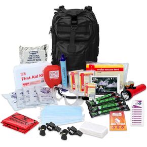Fully Stocked First Aid Kit with Mylar Rescue Tent, Sleeping Bag, CPR Mask, Survival Gear, Camping Essentials, Travel First Aid Kit, Emergency Supplies & Medical Supplies – Black