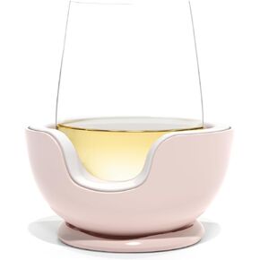 VoChill Stemless Wine Glass Chiller | Keep the Chill In Your Glass | New Wine Accessory | Separable & Refreezable Chill Cradle | Actively Chills Stemless Glassware | Quartz, Pair Stemless