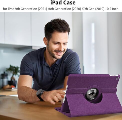 Rotating Case for iPad 9th Generation (2021) / 8th Generation (2020) / 7th Gen (2019) 10.2 Inch - 360 Degree Rotating iPad Case Stand Cover with Auto Wake Sleep Function (Black Hummingbird) in Kuwait