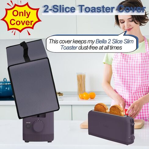 Cover for Bella 2 Slice Slim Toaster, 2-Slice Toaster Cover, Waterproof Heat-Resistant Dust-proof Toaster Cover Case Heavyweight Thickened Toaster Dust Cover with Handle (Only Cover-Purple) in Saudi Arabia