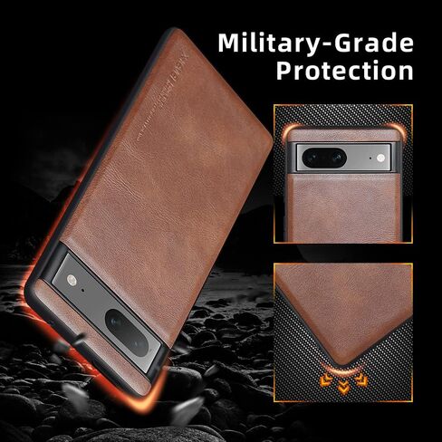 X-level for Google Pixel 7 Case, Thin Slim Premium PU Leather Elegant Soft TPU Bumper Shockproof Protective Cases Phone Cover for Google Pixel 7 2022 (Brown) in Saudi Arabia