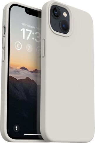 متوافق مع علبة iPhone 13 ، علبة الهاتف السيليكون مع بطانة الألياف الدقيقة الناعمة المضادة للخلع ، 6.1 بوصة ، حجر أبيض in Kuwait