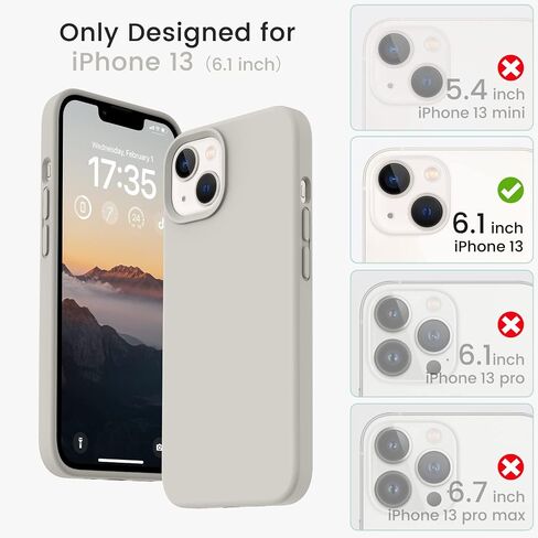 متوافق مع علبة iPhone 13 ، علبة الهاتف السيليكون مع بطانة الألياف الدقيقة الناعمة المضادة للخلع ، 6.1 بوصة ، حجر أبيض in Kuwait