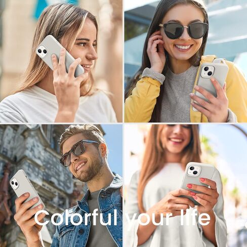 متوافق مع علبة iPhone 13 ، علبة الهاتف السيليكون مع بطانة الألياف الدقيقة الناعمة المضادة للخلع ، 6.1 بوصة ، حجر أبيض in Kuwait