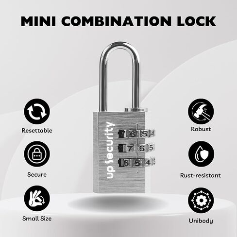 Small Combination Padlock, Travel Lock for Luggage, Suitcases, Backpacks and Outdoor Use, Combo Zipper Lock with Code (Black, Edge-Square) in Kuwait