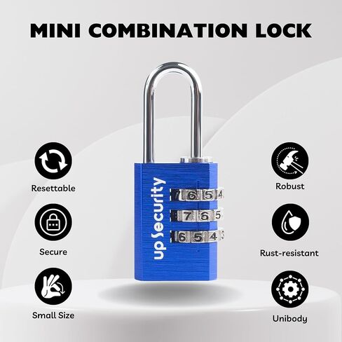 Small Combination Padlock, Travel Lock for Luggage, Suitcases, Backpacks and Outdoor Use, Combo Zipper Lock with Code (Black, Edge-Square) in Kuwait