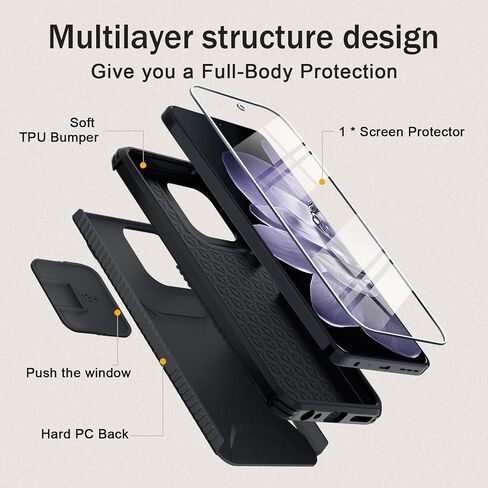 Compatible with Motorola Moto G 5G 2025 Case with Slide Camera Cover+Screen Protector,Military Grade Drop Protection,Heavy Duty Rugged Shockproof Phone Cover,Black in Saudi Arabia