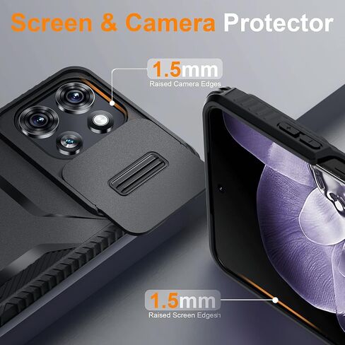 Compatible with Motorola Moto G 5G 2025 Case with Slide Camera Cover+Screen Protector,Military Grade Drop Protection,Heavy Duty Rugged Shockproof Phone Cover,Black in Saudi Arabia