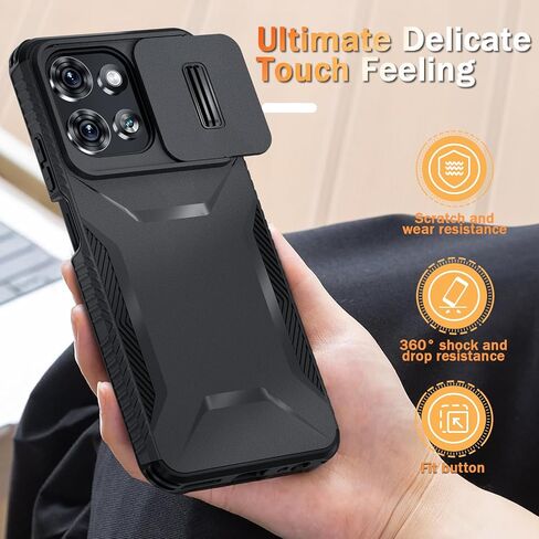 Compatible with Motorola Moto G 5G 2025 Case with Slide Camera Cover+Screen Protector,Military Grade Drop Protection,Heavy Duty Rugged Shockproof Phone Cover,Black in Saudi Arabia