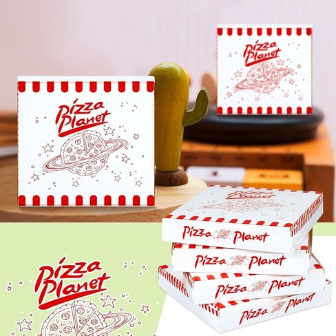 24 Pcs 14 Inch Pizza Planet Pizza Boxes for Toy Inspired Party Favor Extra Large Pizza Boxes Pizza Planet Decorations for Cartoon Story Birthday Party Pizza Planet Party Decorations, White Red in Saudi Arabia