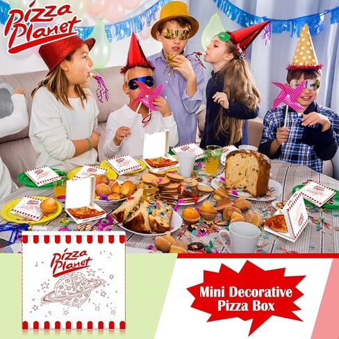 24 Pcs 14 Inch Pizza Planet Pizza Boxes for Toy Inspired Party Favor Extra Large Pizza Boxes Pizza Planet Decorations for Cartoon Story Birthday Party Pizza Planet Party Decorations, White Red in Saudi Arabia