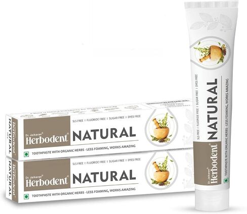 Natural Neem Toothpaste with Amazing Taste & Freshness | SLS, Fluoride, Artificial Colour & Sweetner Free | Less Foaming, Works Amazing | Herbodent® Natural - 3.53 oz Pack of 1 in Kuwait