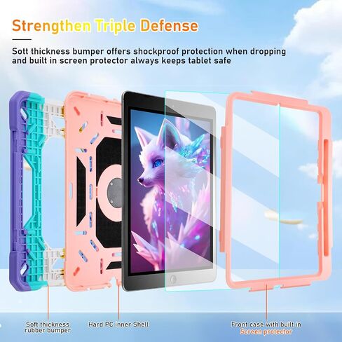 KCJ for iPad Pro 11 Case (M4) 2024 ، مع حامي شاشة زجاجي مقسى ، حالة وقائية لطيفة مع حامل قلم/حامل قلم رصاص/حزام للكتف لـ iPad Pro 11 2024 (الجيل الخامس) (Mint Green) in Kuwait