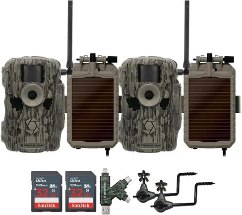 Stealth Cam 36MP Fusion Max Cellular Trail Camera (2-Pack) Bundle with 2X Lithium Solar Power Panel, 2X Trail Camera Holder, 2X 32GB Memory Card, and Card Reader (9 Items) in Saudi Arabia