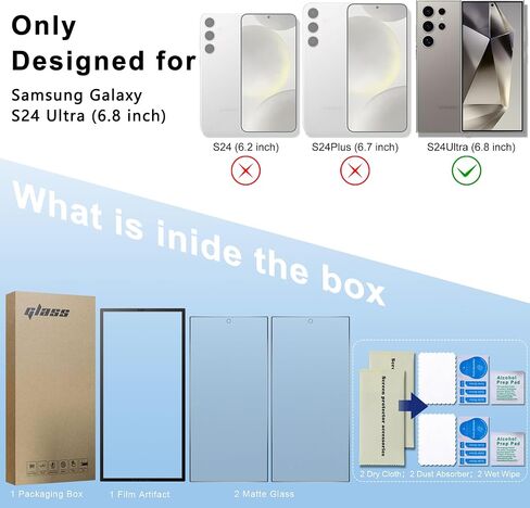 2 حزمة شاشة شاشة غير لامع لـ Samsung Samsung Galaxy S24 Ultra و Anti-Glare و Anti-Spcratch و Smooth and Reproence Toxprint Screen in Kuwait