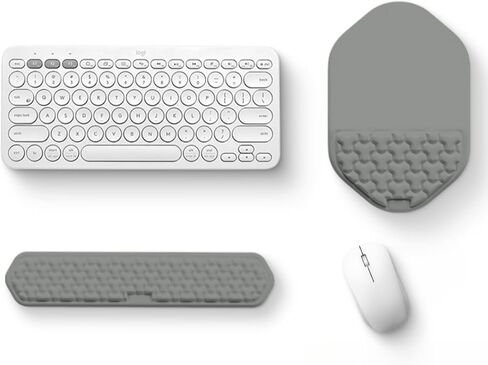 S-SA Ergonomic Keyboard & Mouse Wrist Rest Set - Memory Foam Support for Computer, Gaming, Office, Laptop - Pain Relief Cushion (Keyboard Wrist Rest & Mouse Pad, Gray) in Saudi Arabia