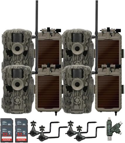 Stealth Cam 36MP Fusion Max Cellular Trail Camera (2-Pack) Bundle with 2X Lithium Solar Power Panel, 2X Trail Camera Holder, 2X 32GB Memory Card, and Card Reader (9 Items) in Saudi Arabia