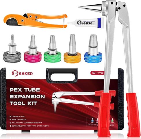SAKER PEX Tube Tube Tube Tool Kit | أداة التوسع PEX-A مع 1/2 '' ، 3/4 '، 1' 'رؤساء التوسع | مجموعة أدوات الإرشاد المنطقية SD-F1960 اقتران PEX القياسي in Saudi Arabia
