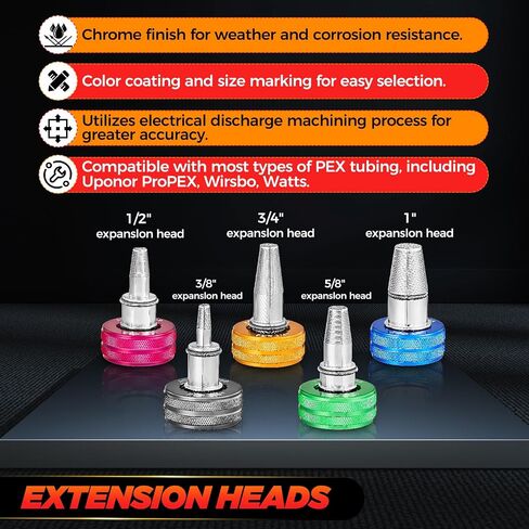 SAKER PEX Tube Tube Tube Tool Kit | أداة التوسع PEX-A مع 1/2 '' ، 3/4 '، 1' 'رؤساء التوسع | مجموعة أدوات الإرشاد المنطقية SD-F1960 اقتران PEX القياسي in Saudi Arabia