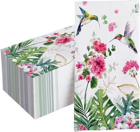 100 PCS Hello Winter Birds Paper Napkins, Pine Needle Branch Hand Towels Decorative Disposable Dinner Guest Napkins, Christmas Seasonal Snowflake Kitchen Dinning Table Party Decor 8 x 4 Inch in Saudi Arabia