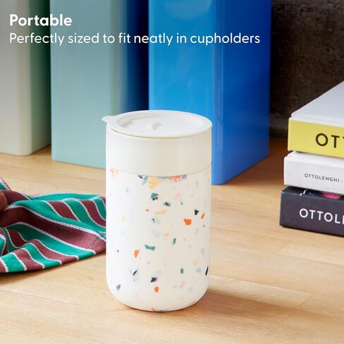 W&P Porter Ceramic Mug w/ Protective Silicone Sleeve, Terrazzo Cream 12 Ounces | On-the-Go | Reusable Cup for Coffee or Tea | Portable | Dishwasher Safe in Kuwait