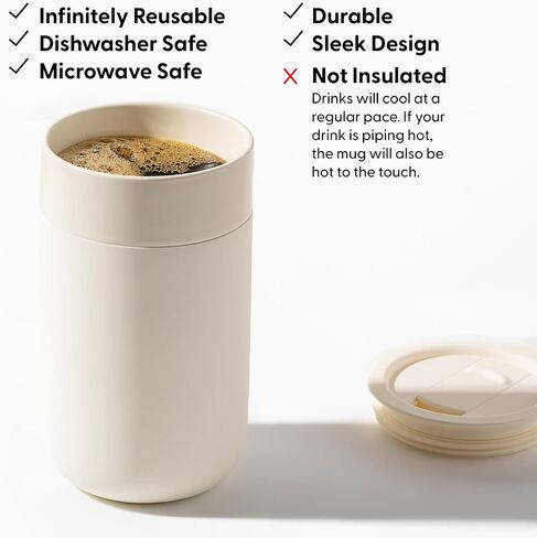 W&P Porter Ceramic Mug w/ Protective Silicone Sleeve, Terrazzo Cream 12 Ounces | On-the-Go | Reusable Cup for Coffee or Tea | Portable | Dishwasher Safe in Kuwait